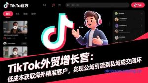 TikTok外贸增长营：低成本获取海外精准客户，实现公域引流到私域成交闭环-七宝：认真做好一件事