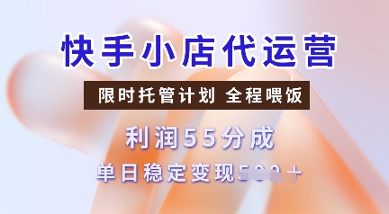 快手小店代运营，限时托管计划，收益55分，单日稳定变现多张【揭秘】-七宝：认真做好一件事