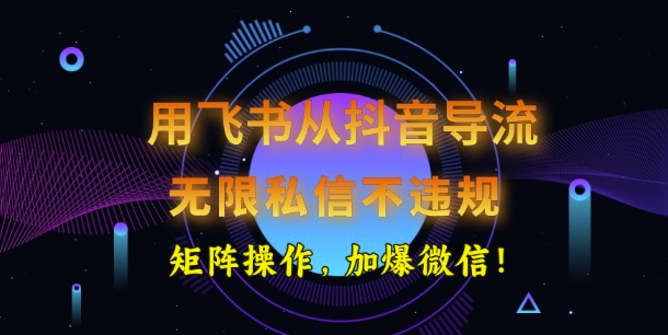 用飞书从抖音导流，无限私信不违规，抖音截流创业粉-七宝：认真做好一件事