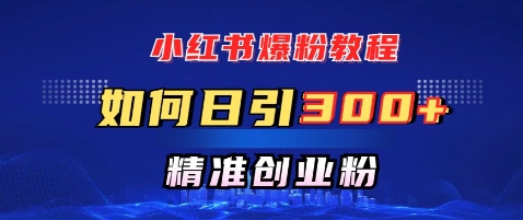 小红书爆粉教程，如何日引300+创业粉，快速实现精准变现-七宝：认真做好一件事