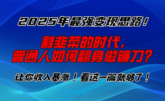 2025年最强变现思路，割韭菜的时代， 普通人如何翻身做镰刀？【揭秘】-七宝：认真做好一件事