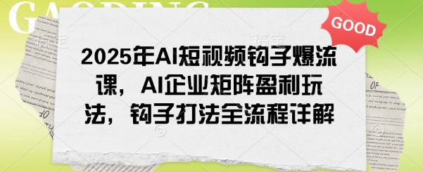 2025年AI短视频钩子爆流课，AI企业矩阵盈利玩法，钩子打法全流程详解-七宝：认真做好一件事