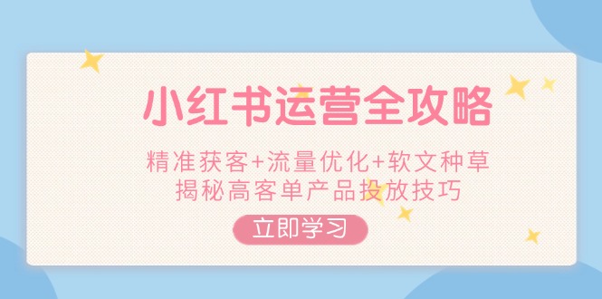 （14207期）小红书运营全攻略，精准获客+流量优化+软文种草，揭秘高客单产品投放技巧-七宝：认真做好一件事