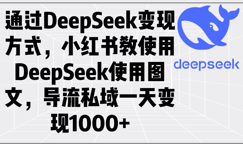 （14179期）通过DeepSeek变现方式，小红书教使用DeepSeek图文，导流私域一天变现1000+-七宝：认真做好一件事