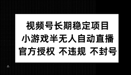 视频号长期稳定项目，小游戏半无人自动直播，官方授权 不违规 不封号-七宝：认真做好一件事
