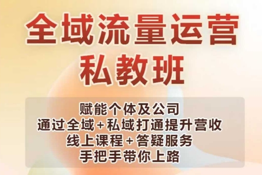 全域流量运营操盘课，赋能个体及公司通过全域+私域打通提升营收-七宝：认真做好一件事