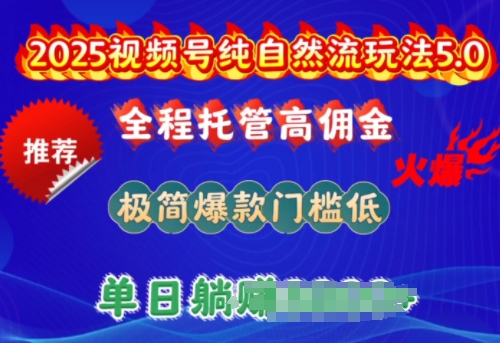 2025视频号纯自然流玩法5.0，全程托管高佣金，极简爆款门槛低，单日收益多张【揭秘】-七宝：认真做好一件事