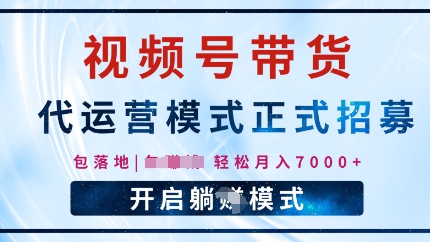 视频号代运营，全程托管计划招募，躺Z模式，单月轻松变现7k-七宝：认真做好一件事
