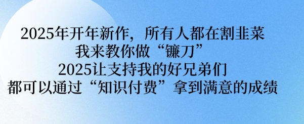 2025年开年新作，所有人都在割韭菜，我来教你做“镰刀” 2025让支持我的好兄弟们都可以通过“知识付费”拿到满意的成绩【揭秘】-七宝：认真做好一件事