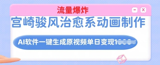 宫崎骏风治愈系动画制作，AI软件一键生成原创视频流量爆炸，单日变现多张，详细实操流程-七宝：认真做好一件事